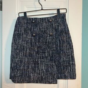 LOFT Tweed Button Trim Mini Wrap Skirt Women's Size 0